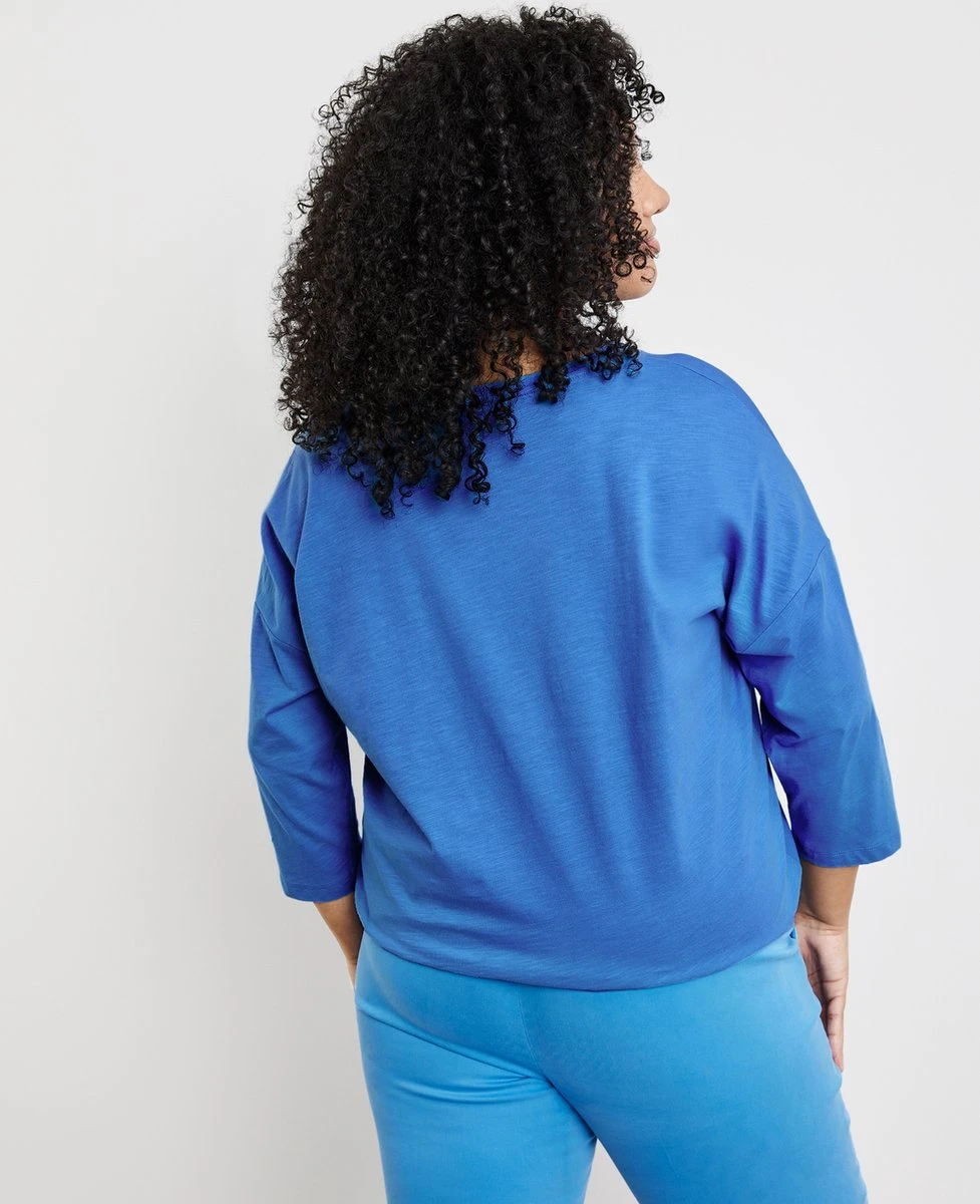 SAMOON Dames Shirt Met 3/4-mouwen Blue Bonnet Gemustert-52 4 SAMOON Dames Shirt Met 3/4-mouwen Blue Bonnet Gemustert-52 - Afbeelding 2