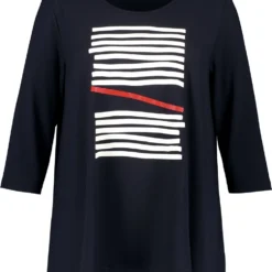 SAMOON Dames Shirt Met 3/4-mouwen Navy Gemustert-50 -Pantalonix Verkoopwinkel 979x1200 1