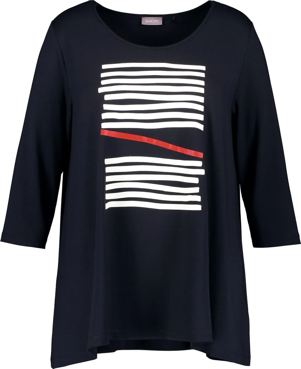 SAMOON Dames Shirt Met 3/4-mouwen Navy Gemustert-44 4 SAMOON Dames Shirt Met 3/4-mouwen Navy Gemustert-44 - Afbeelding 2